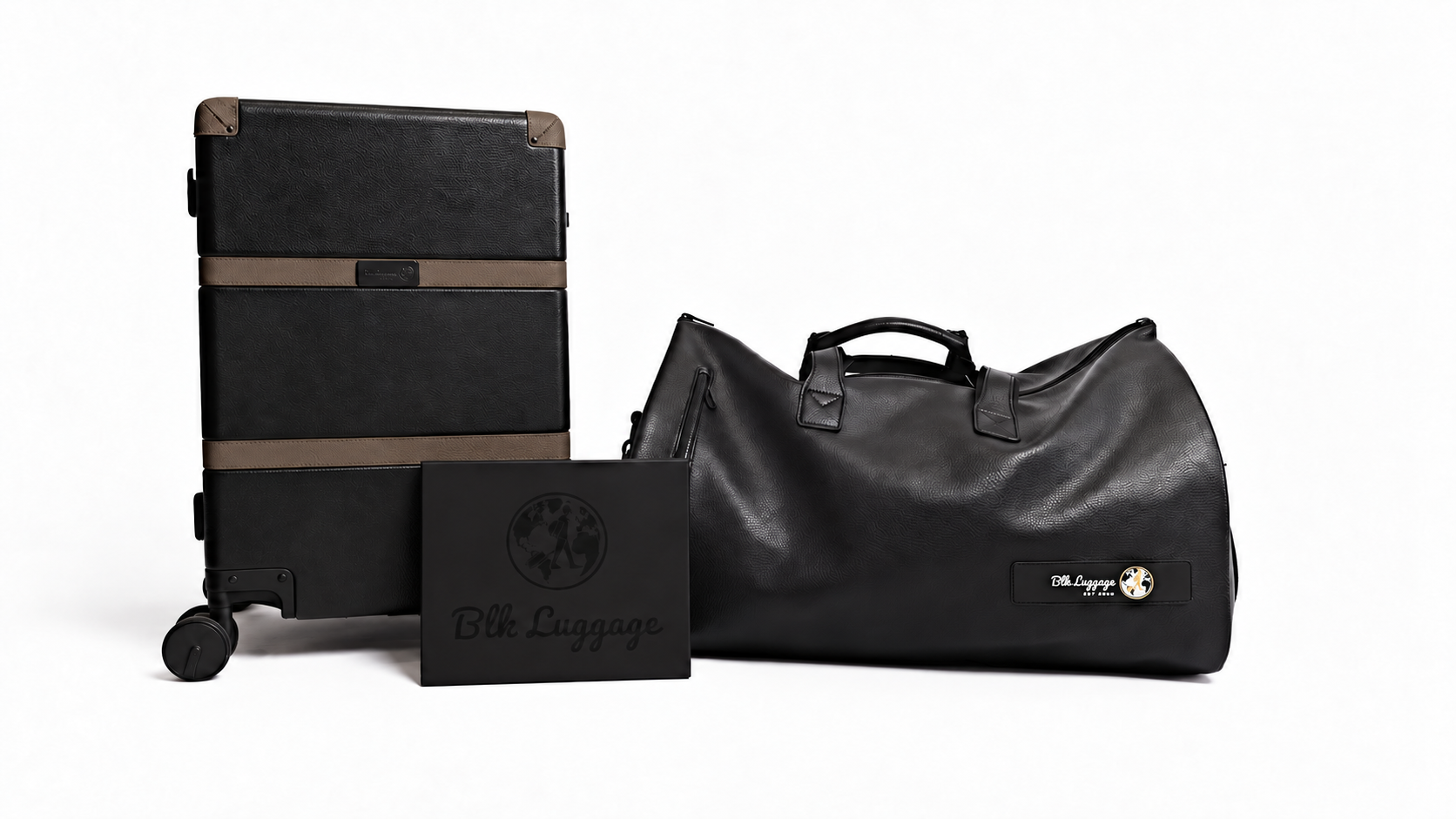 First Class Weekend bundle with brown-trim Retreat, Weekend, Departure and Bag.